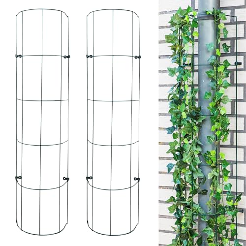 Rankgitter in grün aus Metall für Fallrohre - 200 cm - halbrundes Gitter Pflanzengitter Regenrohr