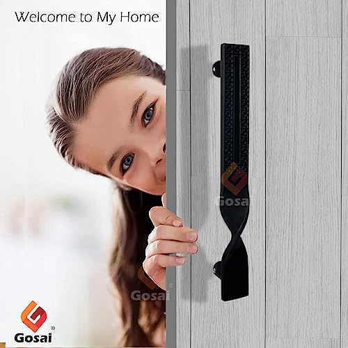 Image of GOSAI Tiwst Main Door Handle /Glass Door Handle /Pull Handles |Push Handles for All The Doors of House|Office|Facotry|Hospital (Matt Black Handle, 12 inch) Pack of 1 pcs