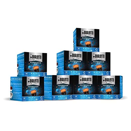 Bialetti Caffè D'Italia, Multipack 128 Capsule, 8 Box Da 16 Capsule, Napoli, Intensità 10, Compatibili con Macchine Bialetti sistema chiuso, 100% Alluminio