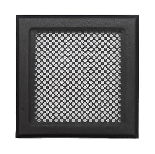 DEMLOU Rejilla de Ventilación Metálica Perforada Negra 18 x 18 cm RAL 9005 – Acero Galvanizado, Difusor de Calor para Chimeneas y Convección.