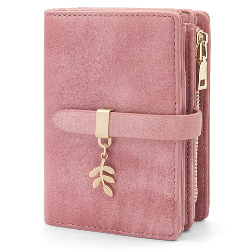 HNOOM Portefeuille Femme Petit Format Cuir PU Vintage Porte Monnaie Blocage RFID Porte Carte, Porte Feuille pour Femme avec 19 Emplacements de Cartes et éclair Poche à...