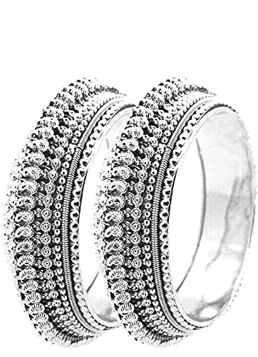 SWAMI Kolhapuri oxidised bangle set of 2 German silver bangles, temple jewelry bangle set, thick bangles, Indian ethnic bangles, silver black ban (2.8) (B0B51T2ZSD) Amazon Price History, Amazon Price Tracker