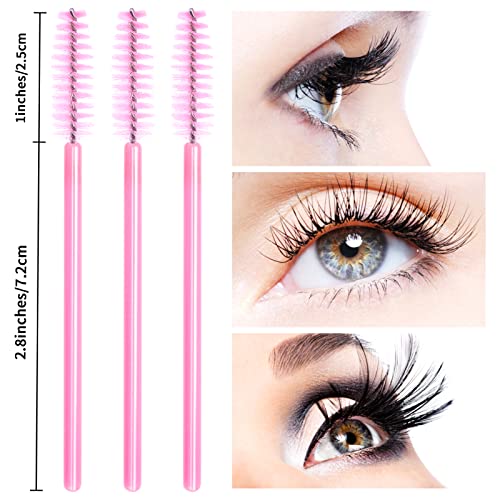 AIBAOBAO Eyelash Brushes Mascara Wands spoolies Disposableï¼Pink Crystal Eyelash Brush Eyebrow Brush Spoolie Eyelash 100Pcs Eye Brow Spoolie Castor Oil Brush Mascara Wands Cosmetic Makeup Tools - Image 3