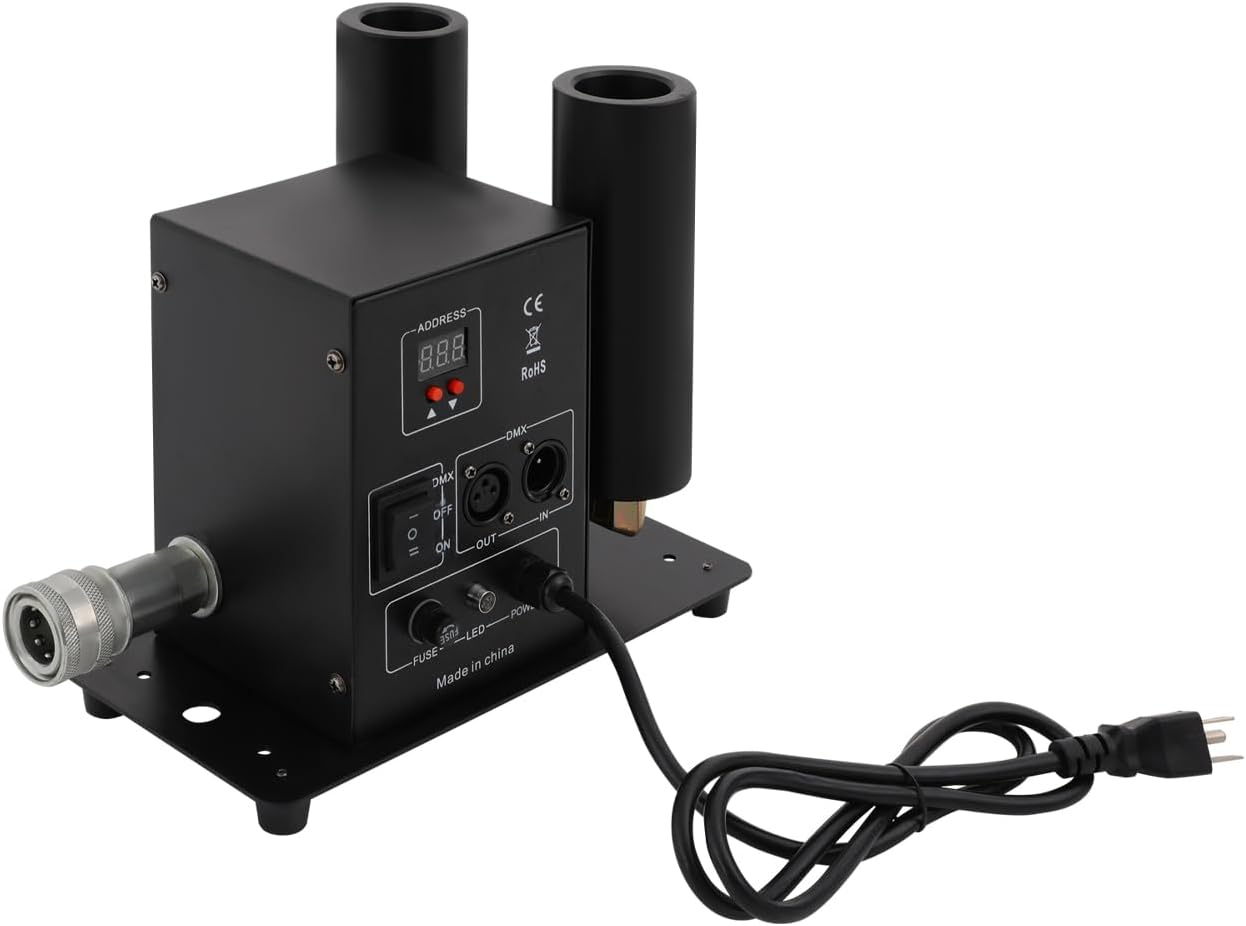 2 Head CO₂ Fog Jet Machine, 110V DJ CO2 Cannon Machine DMX 512 with Tube, Multi-Angle Spraying Gas Column Fog Machine Stage Effects for Clubs, Bars, Stage Shows, Concerts