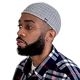 Candid Signature Apparel Skull Caps for Men & Women with Zigzag Knit | 100% Breathable Cotton Beanie Kufi Skully Caps (Light Gray)