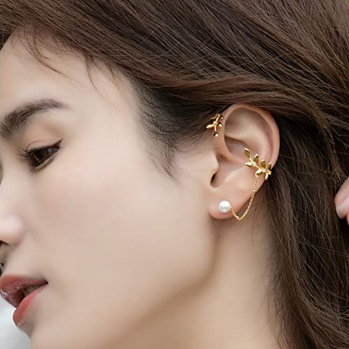 Boucles d'oreilles argent véritable et perles style branche de saule - 2