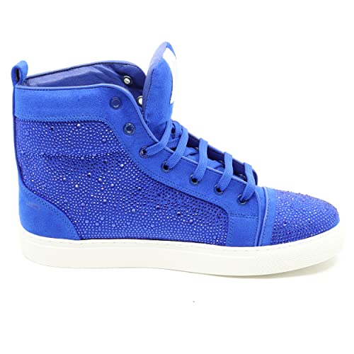 Men's High Top Crystal Shimmer Rhinestone Flat Fashion Casual Sneakers Shoes SNK-074