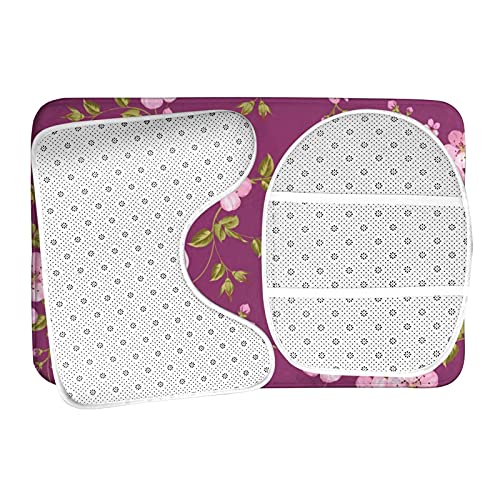 SHEYZYLTD Badematte + Konturmatte + Toilettendeckelbezug Schöne Blume 3 Stück Badematte Set, mit rutschfester Klebeunterseite – Bild 7