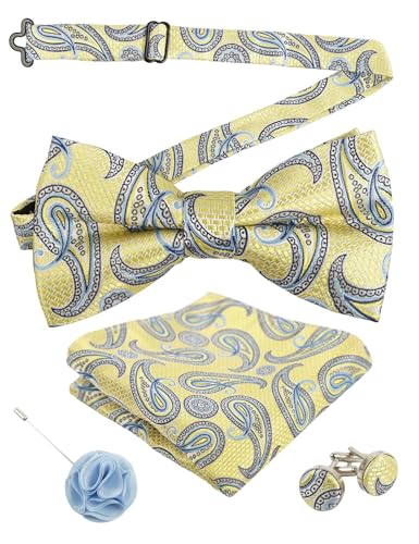 Image of Alizeal Mens 4pcs Vintage Paisley Bow Tie Set
