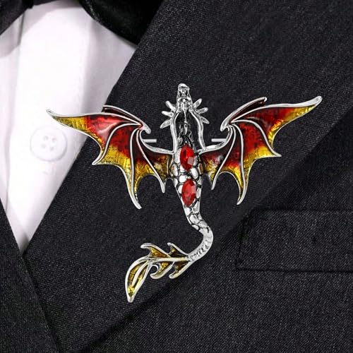 Image of Dragon Brooch for Men Suit Lapel Enamel Pins for Suits Fashion Accessories Shirt Clip