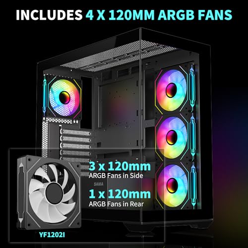 Image of SAMA SV01 ATX Mid Tower Gaming Computer PC Case, Type-C Black