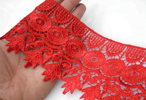 Image of Strala Red Color Laces for Dresses, Sarees, Lehenga, Suits, Bags, Decorations, Borders, Crafts and Home Decor,Blouse (3mtr) Design-801 (Red)