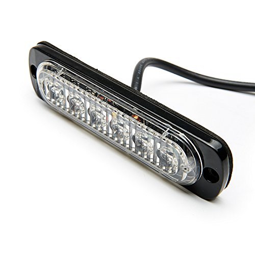 Wecade Led Strobe Light Extra Thin 6-LED Car Truck Warning Caution Emergency Light Bar Amber/White