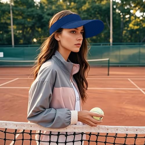 Image of WANDER Sun Visor Hats for Women Wide Brim UV Protection Adjustable Large Golf Beach Cap Packable Travel Sport Visor