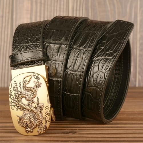Ratchet Belts for Men, Men's Belt Leather Cowboy Western with Dragon Alloy Buckle Crocodile Embossed Belt2