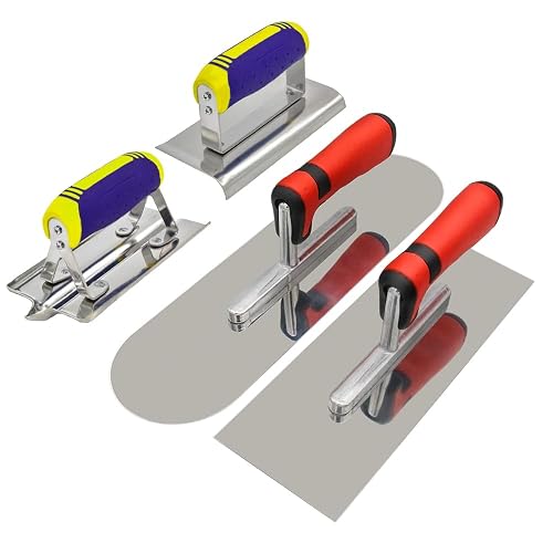 Stainless Steel Concrete Finishing Tools Set Trowel, Edger & Groover | 4-Pack,11"x4" flat finishing trowel,14" x 4"pool trowel,6"x3"edger,6"x3"groover for masonry, stucco, and cement work
