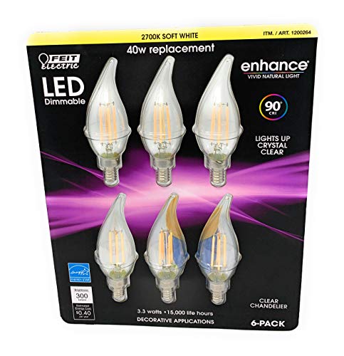 Feit Dimmable LED Clear Chandelier 2700K Soft White 6-Pack (40W Replacement) 3.3W