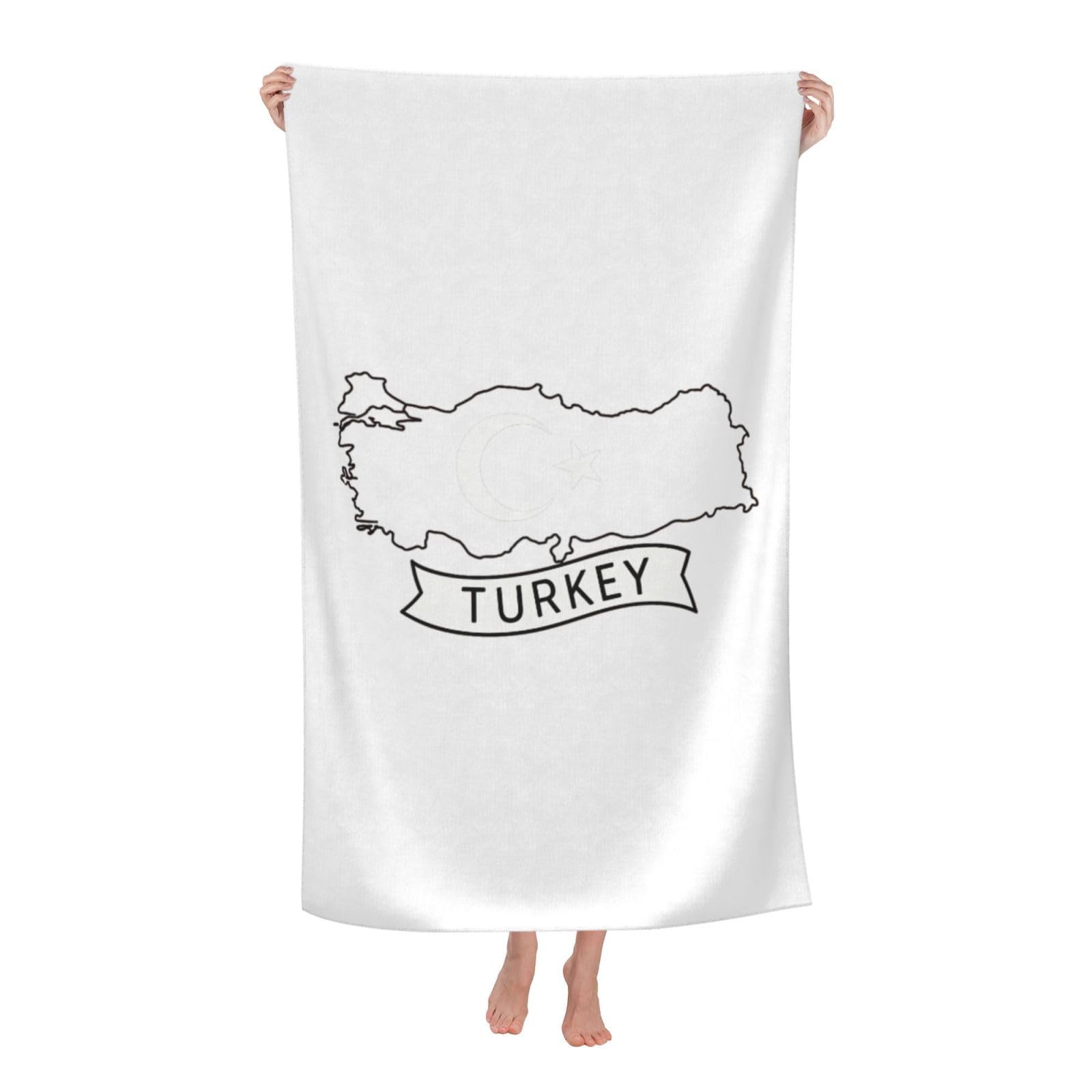 pojknbv Turkey Map Print Oversized Adult Beach Towel Quick-Dry Comfortable Lightweight Travel Pool Camping