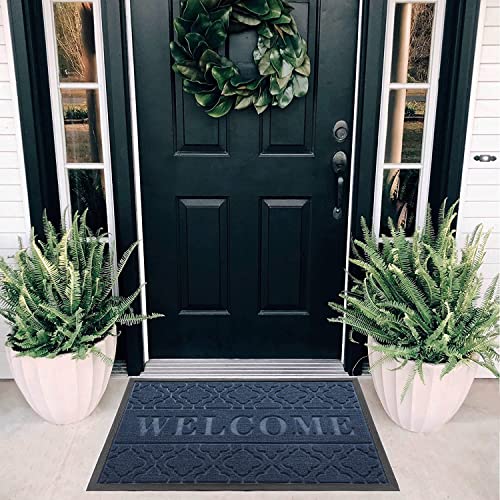 Yimobra Welcome Door Mat, Heavy Duty Durable Front Door Mat For Home Entrance, Garage And Garden Outside Entryway Floor Mat, Non Slip, Fade Resistant, Easy Clean, 29.5 X 17 Inch, Blue #TOP5
