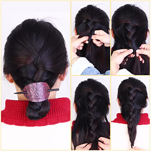6 Pieces Leather Hair Barrette With Stick Leather Hair Accessories Hair Barrettes Stick Hair Clip Hair Stick Ponytail Hair Pin For Women Long Hair #TOP1