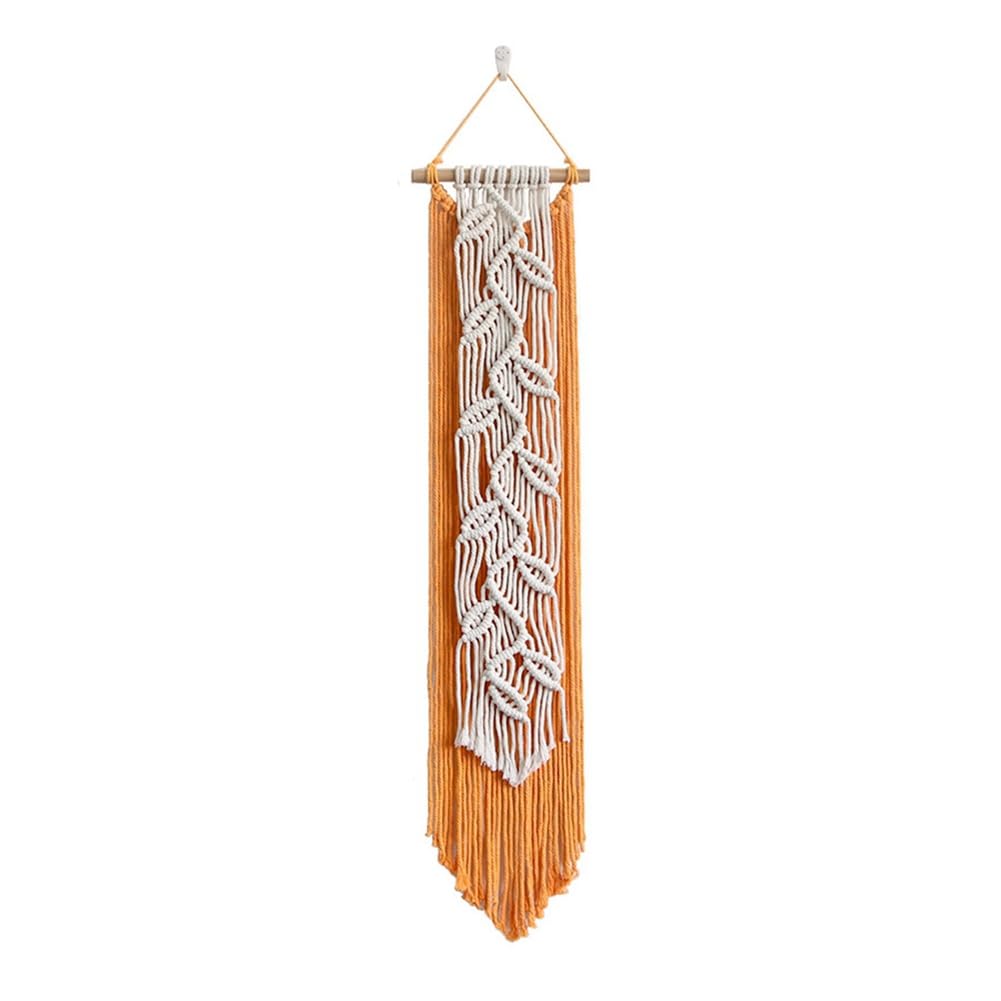 CTRLZS Nordic Leaf Woven Macrame Tapestry Hanging Boho Garden Tassel Wall Hanging Living Room Bedroom Home Hotel Decor A