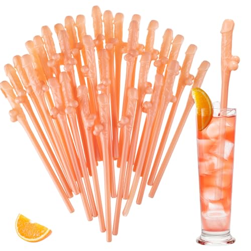 Jamntower 30 Pcs Party Drinking Straws Creative Design Reusable Drinking Accessory Party Supplies for Celebrations Cocktail Bar Accessories (Skin Color)