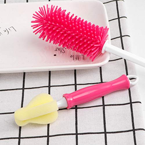 Toyvian Limpador de Escova de Garrafa de Silicone Alça Longa Escova de Limpeza para Garrafa de Ãgua