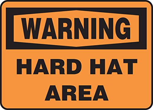 Panneau hard hat area orange en aluminium Accuform de 14x10 pouces pour chantier