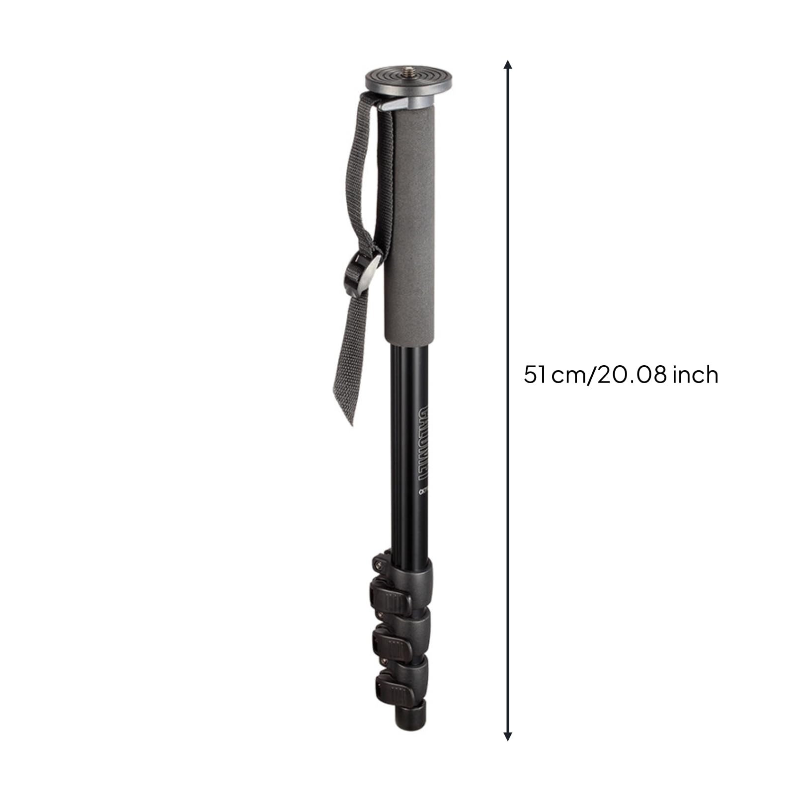 Monopode Appareil Photo Support Caméscope Caméra Trépied Stabilisateur avec Poignée Mousse et Dragonne 5 Kg Réglage 51 Cm à 153 Cm Adapté à la Randonnée Vidéo en Plein Air