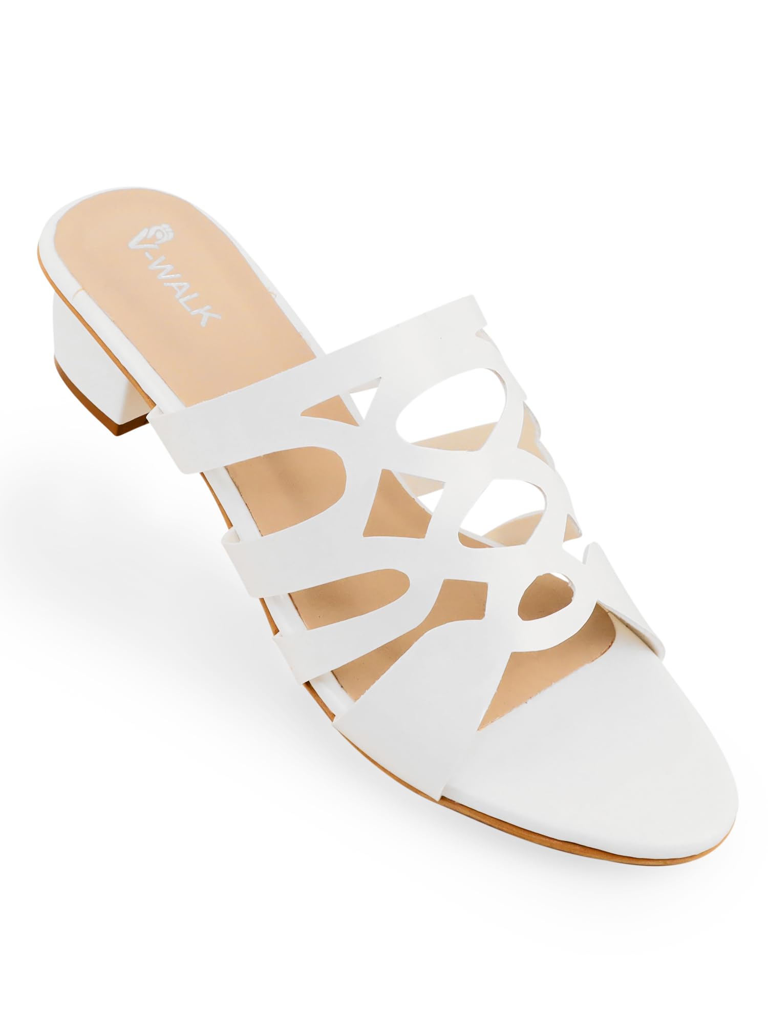 V-WALK Womens Slip-Ons Block Heel Fashion Sandals | Evening, Party, Smart-Casuals, Fashion-First Sandals for Women | Heel Height: 1.5 Inches | White (B0D54D8BZR) Amazon Price History, Amazon Price Tracker