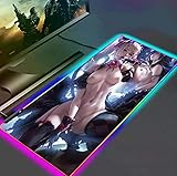 Gaming Mouse Pads Sexy Anime Game Girl Dva RGB Gaming Mouse Pad LED Large Mousepad Anti Slip Rubber...