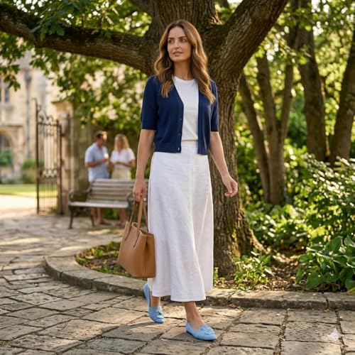 Image of HIULYCENCE Flats for Womens Pointed Toe Ballet Flats with Bow Comfortable Knit Dressy Flats