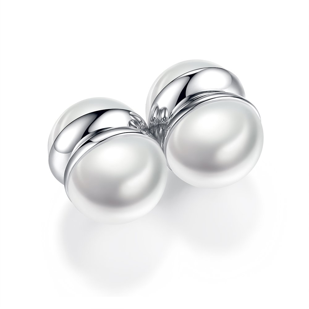 Fashion Magnetic Circle Stud Pearl Earrings Non Piercings Clip 10mm for Women