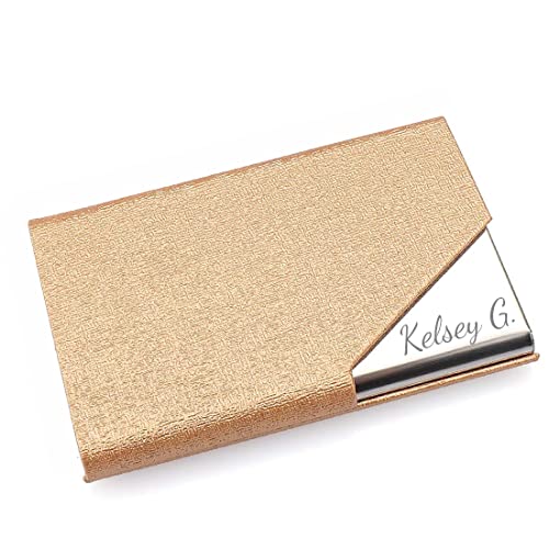 A & L Engraving 22BC Personalized Gold Leatherette And Stainless Steel Personalized Business Card Case Holder Custom Engraved thumb #3