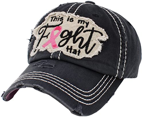 Image of Pink Ribbon Breast Cancer Awareness Fight Hope Vintage Baseball Cap Hat Women Cotton Adjustable