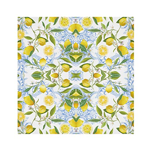 ALAZA Baroque Yellow Lemon Cloth Napkins Dinner Napkins Set of 4,Reusable Table Napkins Washable Polyester Fabric for Cocktail Party Holiday Wedding Home Decorative