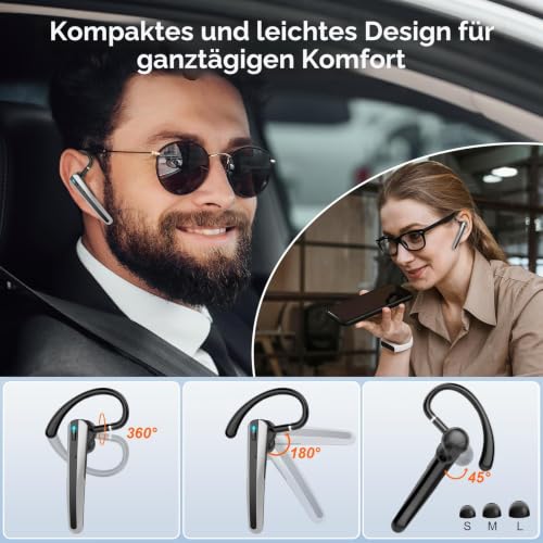 Atheewon V5.3 Bluetooth Headset, Headset Kabellos Freisprech – Ansicht 6