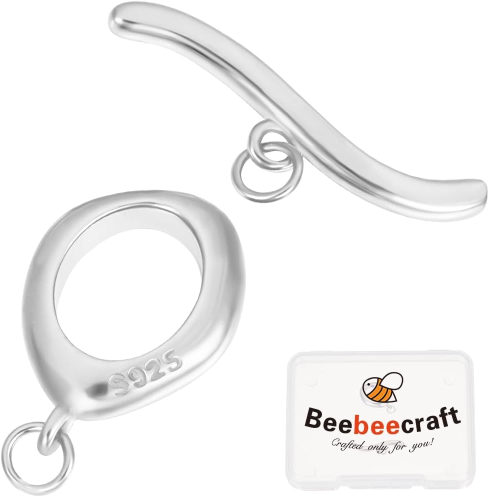 Beebeecraft 1 Box 1 Set Oval OT Clasp 925 Sterling Silver Toggle Clasps T Bar End Clasps for DIY Necklace Bracelet Jewelry Making (Gold)
