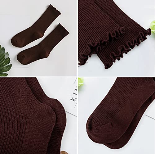 Women's Ruffle High Ankle Socks - Cute Lettuce Trim, Solid Color Casual3
