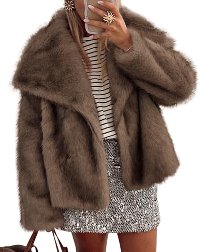 PRETTYGARDEN Womens Winter Coats 2025 Trendy Long Sleeve Furry Faux Fur...