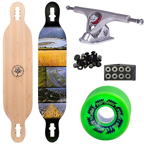 Woodstock Mojo 41.5" Bamboo Longboard Complete with Paris Raw Trucks ABEC 9 Bearings