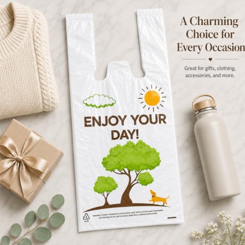 Image of YoYoRain White Thank you T shirt bag, Grocery shopping bag Reusable and Disposable Supermarket Bag 11''x6''x21'' 150PCS