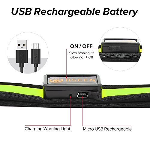 image for BSEEN Led Running Belt USB Rechargeable Reflective Waist Pack High Vis
