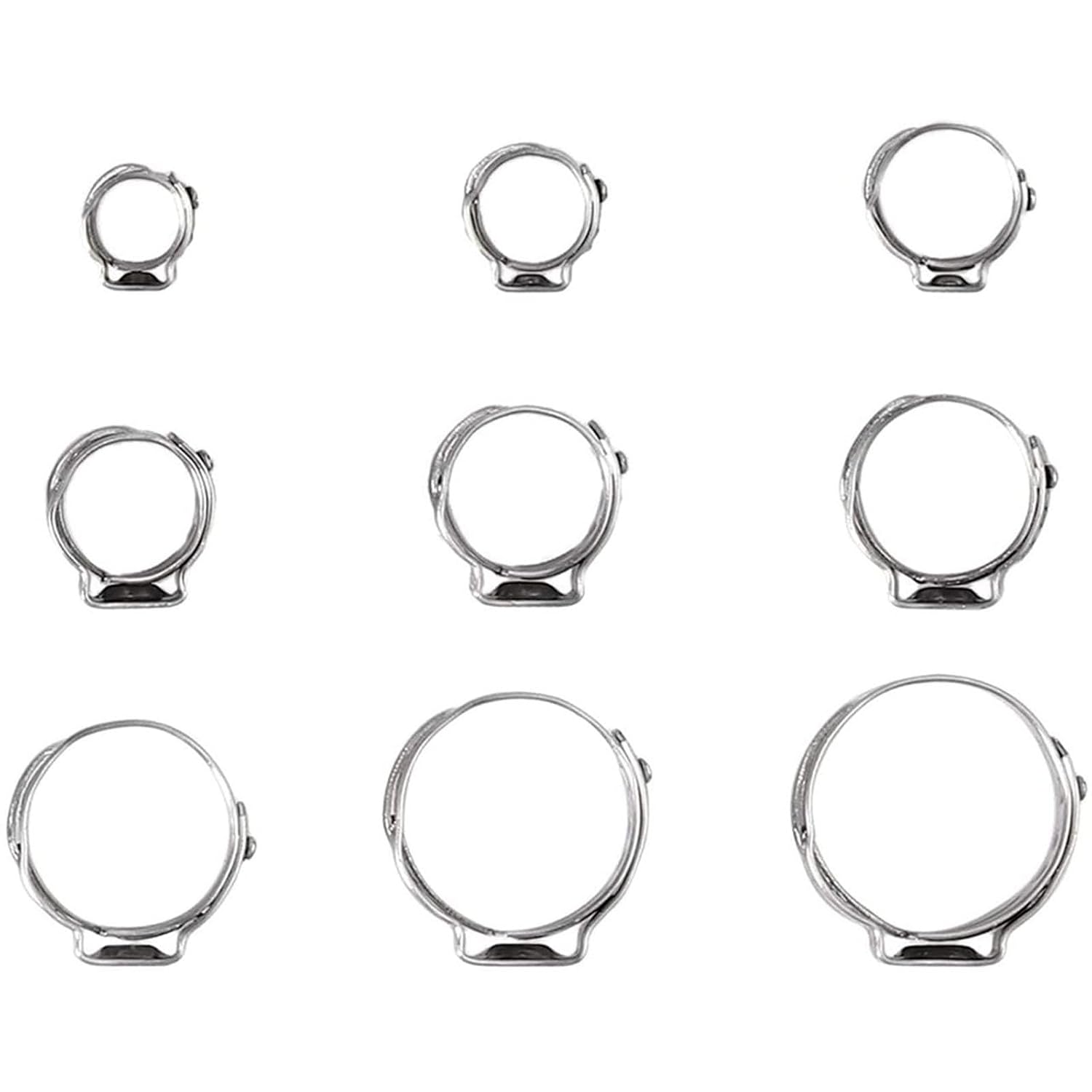 180x Single Ear Hose Clamp Assortment for Tube Automotive Industrial Use