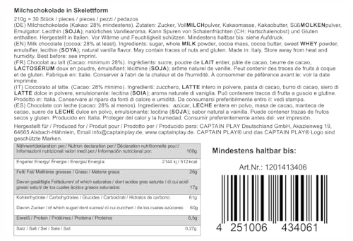 Halloween Deko Sparpack, 30 Skelette aus Schokolade einzeln verpackt, 210g CAPTAIN PLAY Halloween Süßigkeiten zum Verzieren und Dekorieren