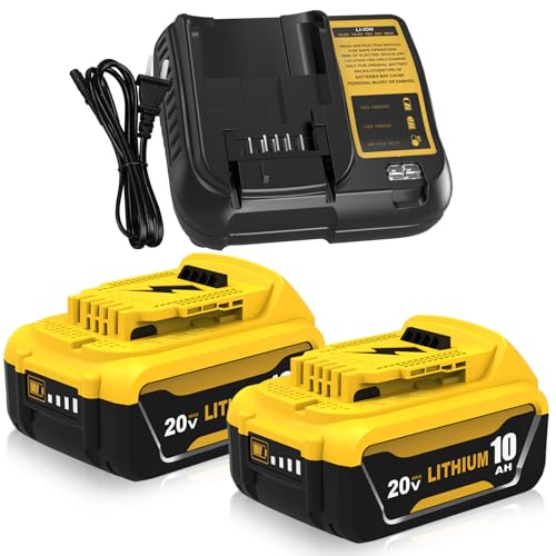 Image of Ibanti 2 Packs 10Ah DCB208 Battery and DCB107 Charger Replacement for Dewalt 20V Max Battery and Charger Compatible with Dewalt 20 Volt Batteries DCB207 DCB209 DCB206 DCB204 DCB203 DCB201 DCB200