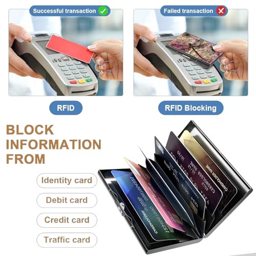 Metal Credit Card Holder Wallet, 6 Card Slots RFID Blocking Stainless Steel Wallet, Slim Metal Credit Card Wallet, with Reliable Press Button Metal Wallet for Women Men, Ancient Dragonfly4