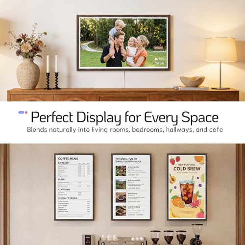 Image of NexFoto 32 inch Large Digital Picture Frame, WiFi Touchscreen Electronic Frame 64GB, Compatiable with Google Photos, Share Photos Videos via APP /USB for Family, Business, Gifts for Mom, Dark Wood