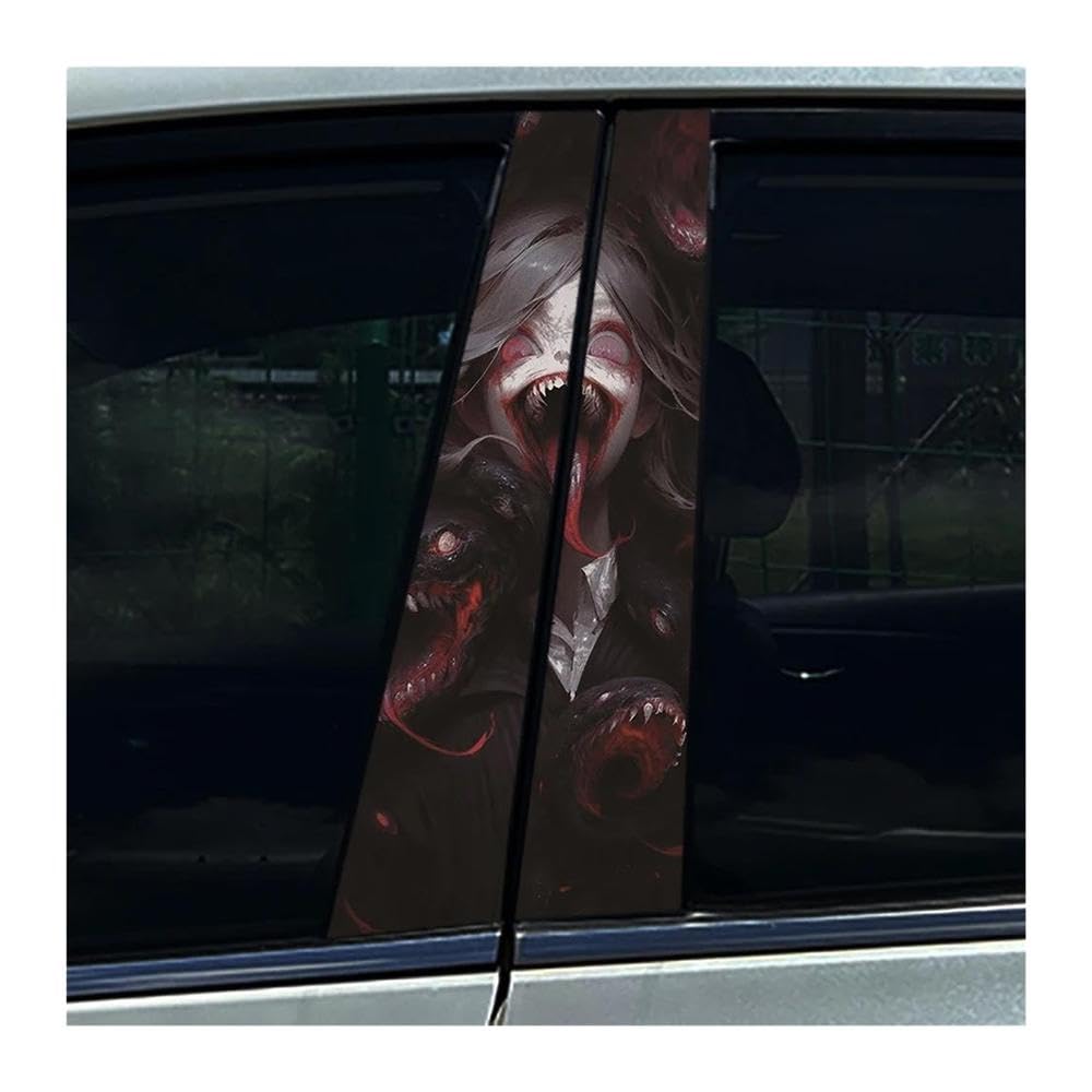 Body Parts 2pcs Horror Skeleton Auto B-Pillar Stickers Car Center Column Waterproof Decals(J)