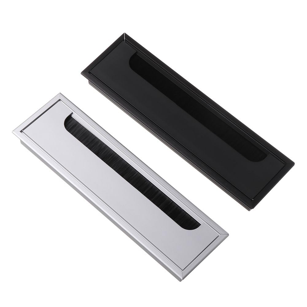 Metalowa przelotka na biurko, osłona drutu ze stopu aluminium 80 x 80/160/275 mm do komputera, pudełka, biurka, stołu, kabla (srebrna, 80x275mm)
